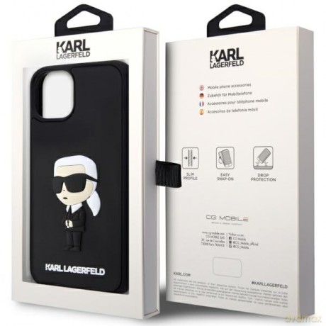 Karl Lagerfeld nakładka do iPhone 14 6,1" KLHCP14S3DRKINK czarne hardcase Rubber Ikonik 3D