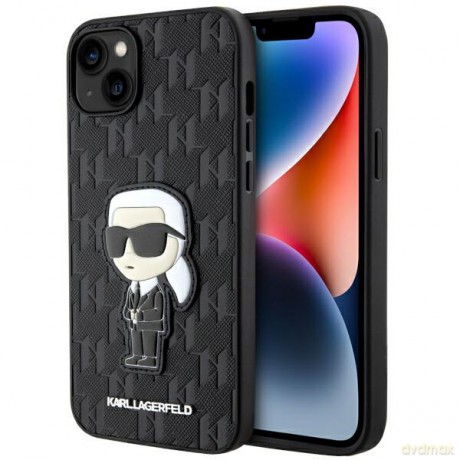 Karl Lagerfeld nakładka do iPhone 14 Plus 6,7" KLHCP14MSAKHPKK czarne hardcase Saffiano Monogram Ikonik