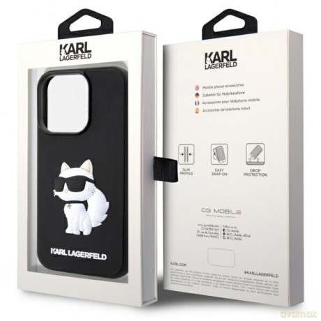Karl Lagerfeld nakładka do iPhone 14 Pro 6,1" KLHCP14L3DRKHNK czarne hardcase Rubber Choupette 3D