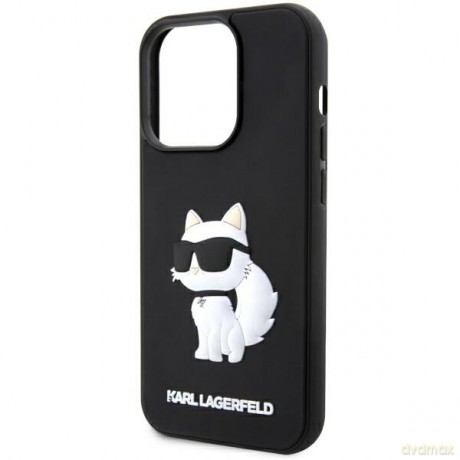 Karl Lagerfeld nakładka do iPhone 14 Pro 6,1" KLHCP14L3DRKHNK czarne hardcase Rubber Choupette 3D