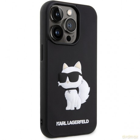 Karl Lagerfeld nakładka do iPhone 14 Pro 6,1" KLHCP14L3DRKHNK czarne hardcase Rubber Choupette 3D