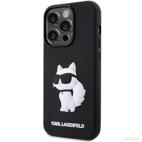 Karl Lagerfeld nakładka do iPhone 14 Pro 6,1" KLHCP14L3DRKHNK czarne hardcase Rubber Choupette 3D