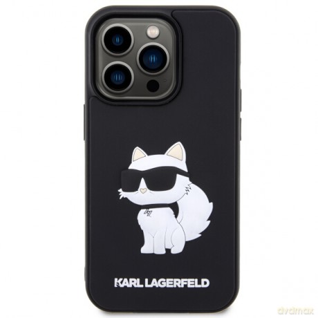 Karl Lagerfeld nakładka do iPhone 14 Pro 6,1" KLHCP14L3DRKHNK czarne hardcase Rubber Choupette 3D