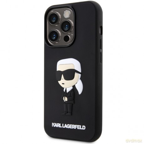 Karl Lagerfeld nakładka do iPhone 14 Pro 6,1" KLHCP14L3DRKINK czarne hardcase Rubber Ikonik 3D