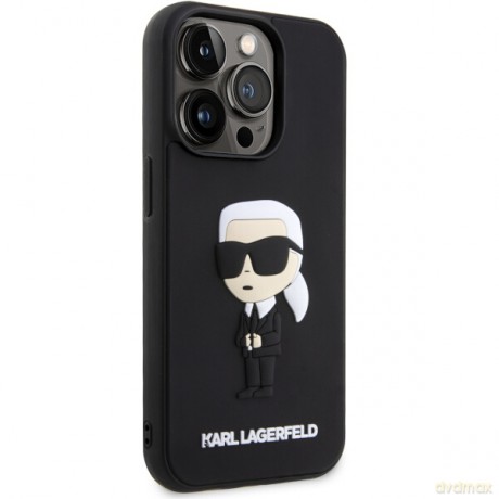 Karl Lagerfeld nakładka do iPhone 14 Pro 6,1" KLHCP14L3DRKINK czarne hardcase Rubber Ikonik 3D