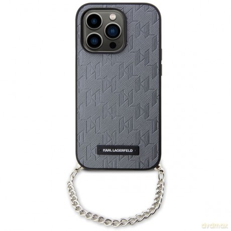 Karl Lagerfeld nakładka do iPhone 14 Pro 6,1" KLHCP14LSACKLHPG srebrna hardcase Saffiano Mono Chain