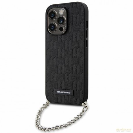 Karl Lagerfeld nakładka do iPhone 14 Pro 6,1" KLHCP14LSACKLHPK czarna hardcase Saffiano Mono Chain