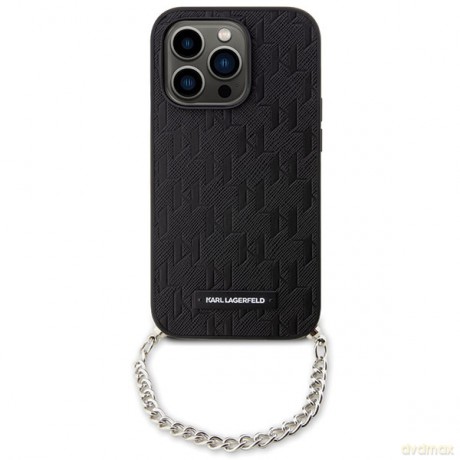 Karl Lagerfeld nakładka do iPhone 14 Pro 6,1" KLHCP14LSACKLHPK czarna hardcase Saffiano Mono Chain