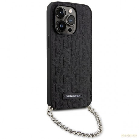 Karl Lagerfeld nakładka do iPhone 14 Pro 6,1" KLHCP14LSACKLHPK czarna hardcase Saffiano Mono Chain