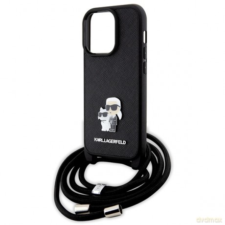 Karl Lagerfeld nakładka do iPhone 14 Pro 6,1" KLHCP14LSAKCPSK czarna HC Saffiano KC Metal Pin Crossbody