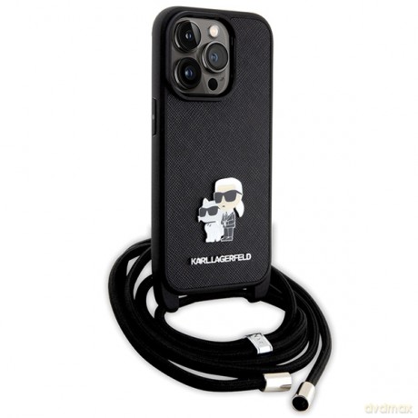 Karl Lagerfeld nakładka do iPhone 14 Pro 6,1" KLHCP14LSAKCPSK czarna HC Saffiano KC Metal Pin Crossbody