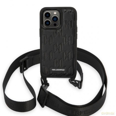 Karl Lagerfeld nakładka do iPhone 14 Pro 6,1" KLHCP14LSTMMK czarna hardcase Monogram Plaque Logo Strap