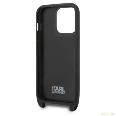 Karl Lagerfeld nakładka do iPhone 14 Pro 6,1" KLHCP14LSTMMK czarna hardcase Monogram Plaque Logo Strap