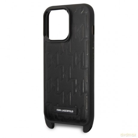 Karl Lagerfeld nakładka do iPhone 14 Pro 6,1" KLHCP14LSTMMK czarna hardcase Monogram Plaque Logo Strap