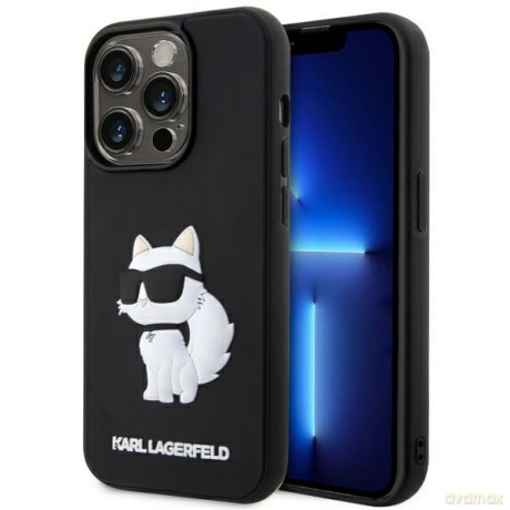 Karl Lagerfeld nakładka do iPhone 14 Pro Max 6,7" KLHCP14X3DRKHNK czarne hardcase Rubber Choupette 3D