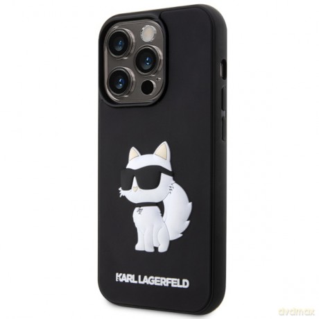 Karl Lagerfeld nakładka do iPhone 14 Pro Max 6,7" KLHCP14X3DRKHNK czarne hardcase Rubber Choupette 3D