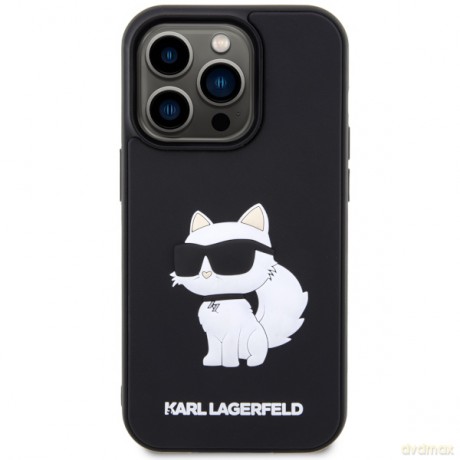 Karl Lagerfeld nakładka do iPhone 14 Pro Max 6,7" KLHCP14X3DRKHNK czarne hardcase Rubber Choupette 3D