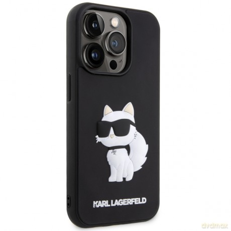 Karl Lagerfeld nakładka do iPhone 14 Pro Max 6,7" KLHCP14X3DRKHNK czarne hardcase Rubber Choupette 3D