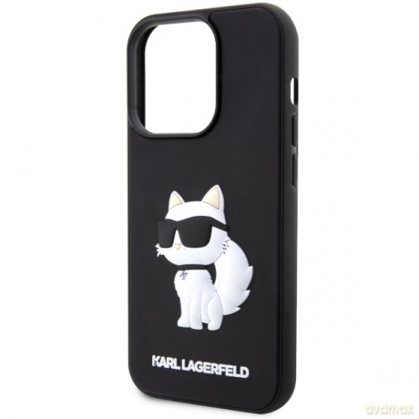 Karl Lagerfeld nakładka do iPhone 14 Pro Max 6,7" KLHCP14X3DRKHNK czarne hardcase Rubber Choupette 3D