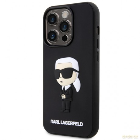 Karl Lagerfeld nakładka do iPhone 14 Pro Max 6,7" KLHCP14X3DRKINK czarne hardcase Rubber Ikonik 3D