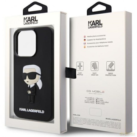 Karl Lagerfeld nakładka do iPhone 14 Pro Max 6,7" KLHCP14X3DRKINK czarne hardcase Rubber Ikonik 3D