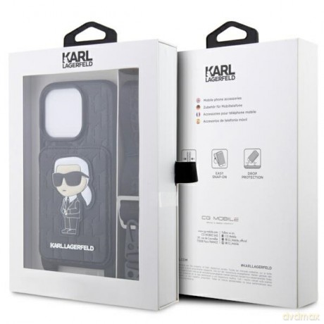 Karl Lagerfeld nakładka do iPhone 14 Pro Max 6,7" KLHCP14XCSAKHPKK czarne hardcase Crossbody Saffiano Monogram Ikonik