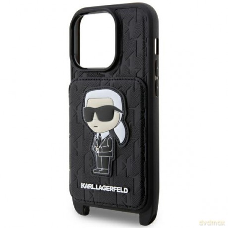 Karl Lagerfeld nakładka do iPhone 14 Pro Max 6,7" KLHCP14XCSAKHPKK czarne hardcase Crossbody Saffiano Monogram Ikonik