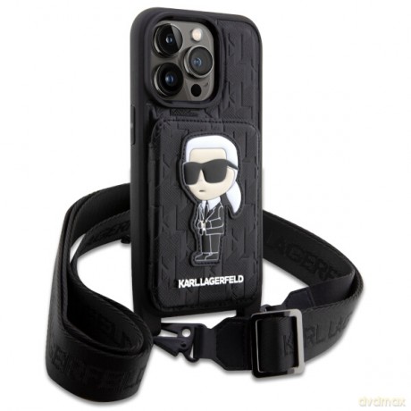 Karl Lagerfeld nakładka do iPhone 14 Pro Max 6,7" KLHCP14XCSAKHPKK czarne hardcase Crossbody Saffiano Monogram Ikonik