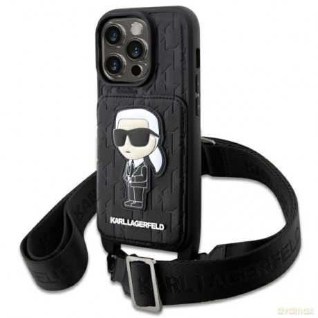 Karl Lagerfeld nakładka do iPhone 14 Pro Max 6,7" KLHCP14XCSAKHPKK czarne hardcase Crossbody Saffiano Monogram Ikonik