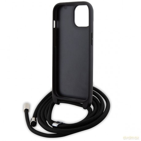 Karl Lagerfeld nakładka do iPhone 15 6,1" KLHCP15SSAKCPSK czarna HC Saffiano KC Metal Pin Crossbody