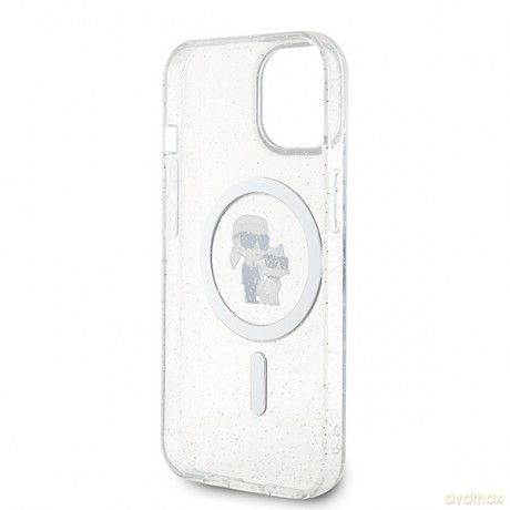 Karl Lagerfeld nakładka do iPhone 15 6,1" KLHMP15SHGKCNOT transparentna HC Magsafe IML KC Glitter