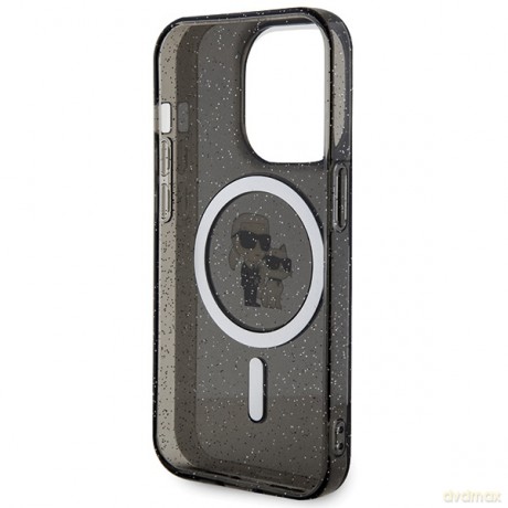Karl Lagerfeld nakładka do iPhone 15 Pro 6,1" KLHMP15LHGKCNOK czarna HC Magsafe IML KC Glitter