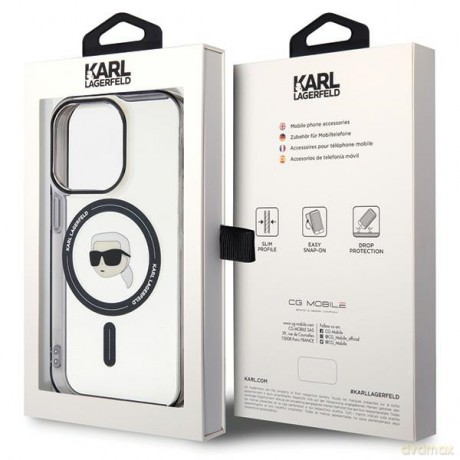 Karl Lagerfeld nakładka do iPhone 15 Pro 6,1" KLHMP15LHKHNOTK transparentna HC Magsafe IML KH