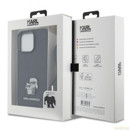Karl Lagerfeld nakładka do iPhone 15 Pro Max 6,7" KLHCP15XSAKCPSK czarna HC Saffiano KC Metal Pin Crossbody