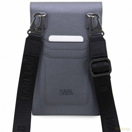 Karl Lagerfeld torebka na telefon KLWBSAKCPMG srebrna hardcase Phone Pounch Universal Saffiano K&C NFT