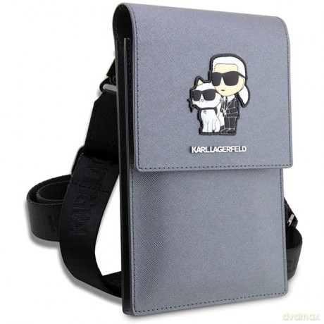 Karl Lagerfeld torebka na telefon KLWBSAKCPMG srebrna hardcase Phone Pounch Universal Saffiano K&C NFT