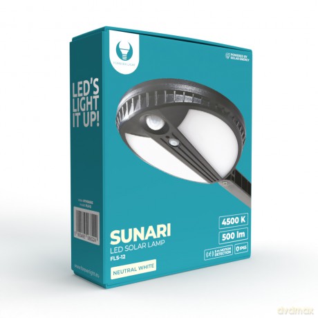 Lampa solarna LED SUNARI FLS-12 70*SMD PIR 6W 500lm 4500K 2400mAh Li-ion Forever Light