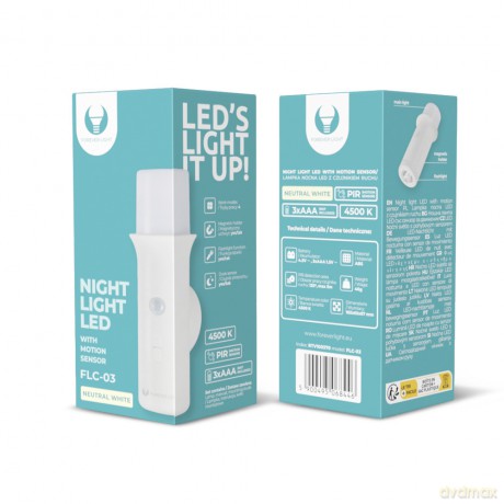 Lampka do szaf LED FLC-03 z czujnikiem ruchu PIR 3xAAA Forever Light