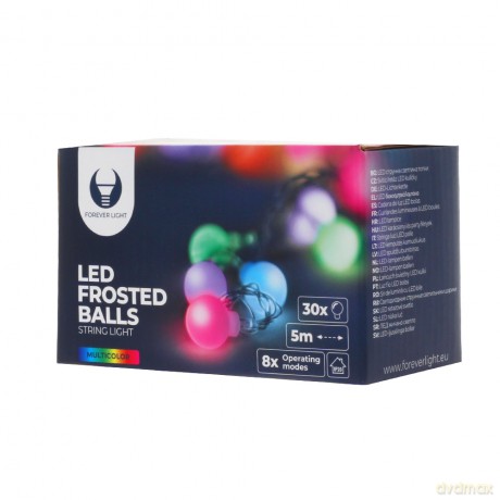 Łańcuch świetlny LED MLECZNE KULKI 5m 30 kulek kolorowy 230V Forever Light