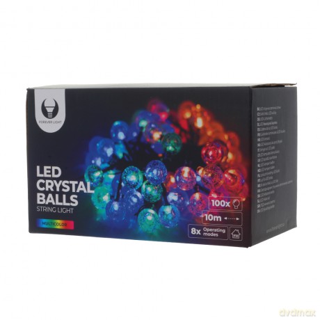 Łańcuch świetlny LED PRZEZROCZYSTE KULKI 10m 100 kulek kolorowy 230V Forever Light