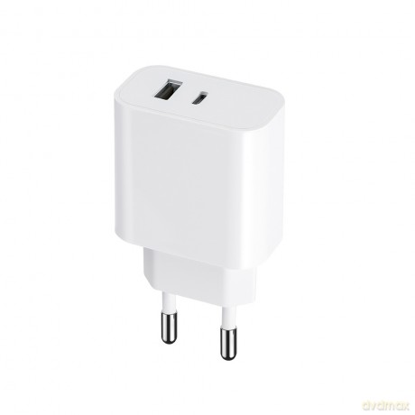 Maxlife ładowarka sieciowa PD QC MXTC-06 1x USB-C 1x USB 30W biała
