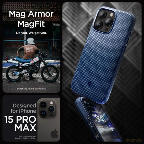Spigen nakładka Mag Armor Magsafe do iPhone 15 Pro Max 6,7" granatowa