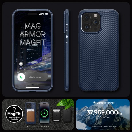 Spigen nakładka Mag Armor Magsafe do iPhone 15 Pro Max 6,7" granatowa
