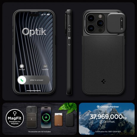 Spigen nakładka Optik Armor Mag Magsafe do iPhone 15 Pro 6,1" czarna