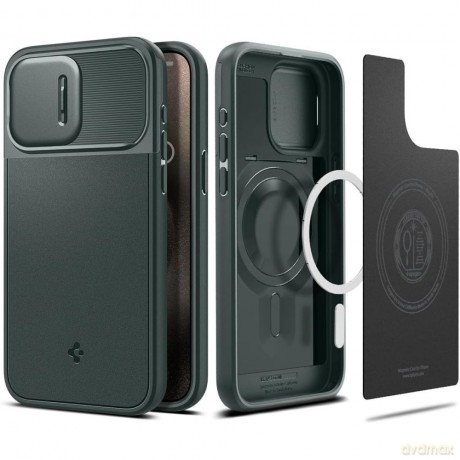 Spigen nakładka Optik Armor Mag Magsafe do iPhone 15 Pro Max 6,7" Abyss Green