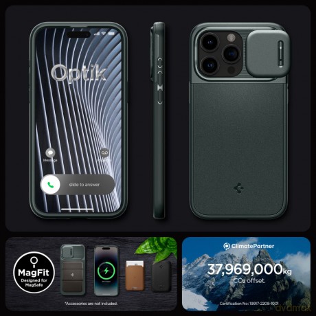Spigen nakładka Optik Armor Mag Magsafe do iPhone 15 Pro Max 6,7" Abyss Green