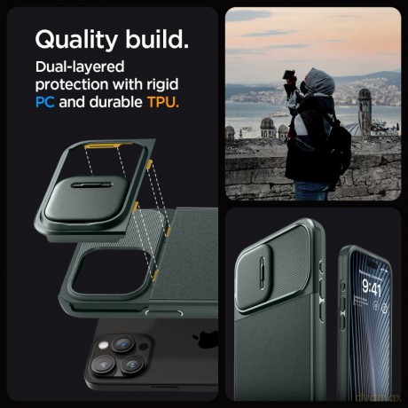 Spigen nakładka Optik Armor Mag Magsafe do iPhone 15 Pro Max 6,7" Abyss Green