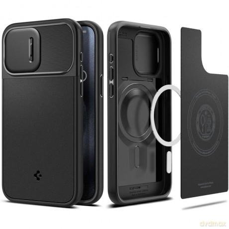Spigen nakładka Optik Armor Mag Magsafe do iPhone 15 Pro Max 6,7" czarna