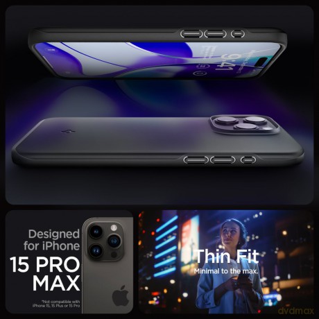 Spigen nakładka Thin Fit do iPhone 15 Pro Max 6,7" czarna