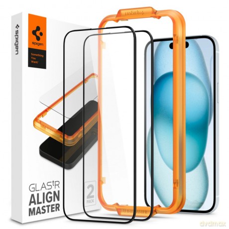 Spigen szkło hartowane ALM GLASS FC 2-PACK do iPhone 15 6,1" czarna